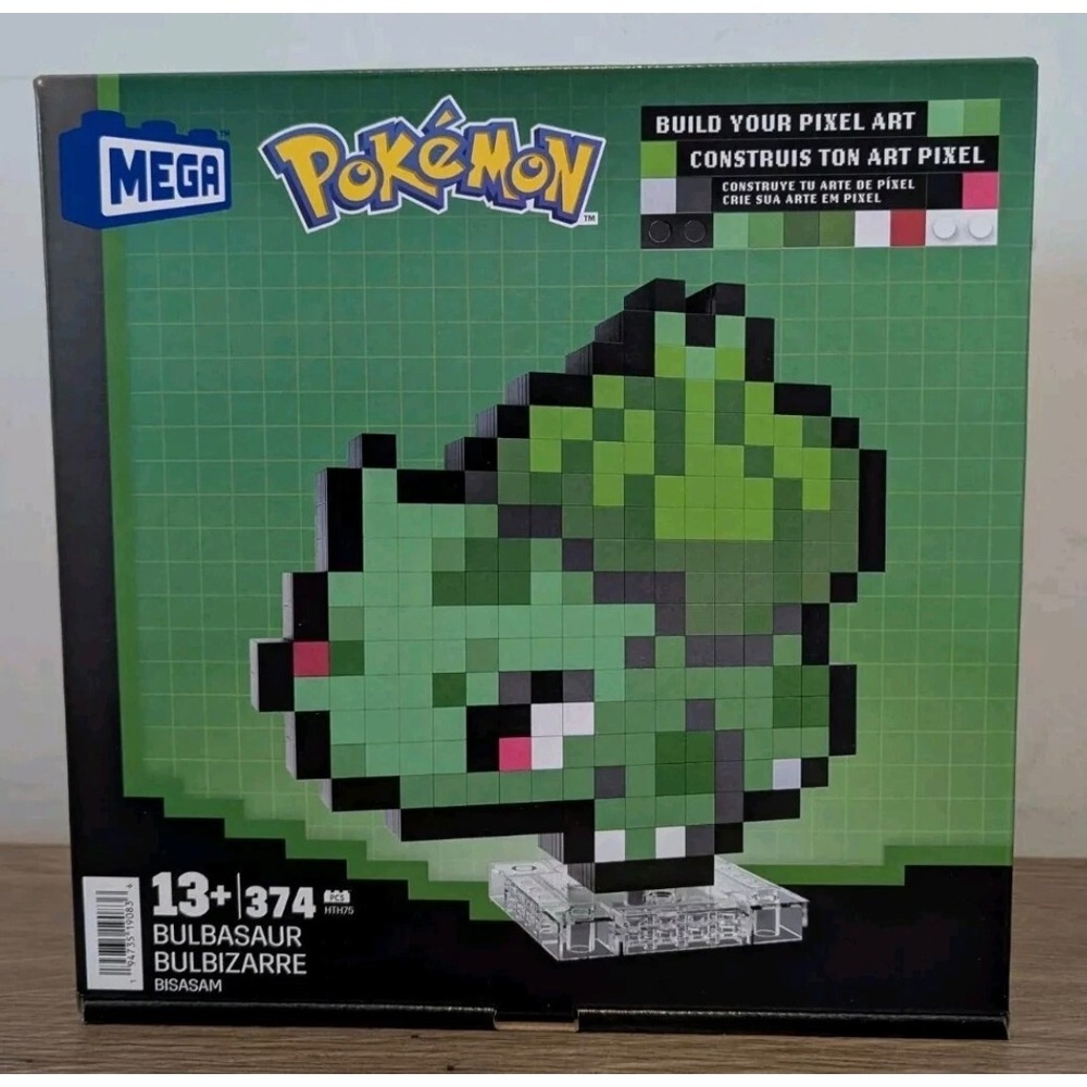 Pokemon Bulbasaur Mega Bloks Pixel Art Building Kit & Display Toy NEW